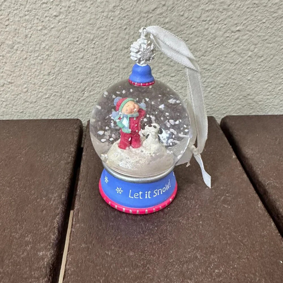 Hallmark Keepsake Ornament First Snow Glass Globe on Stand 2002 Holiday with Box - Picture 3 of 6